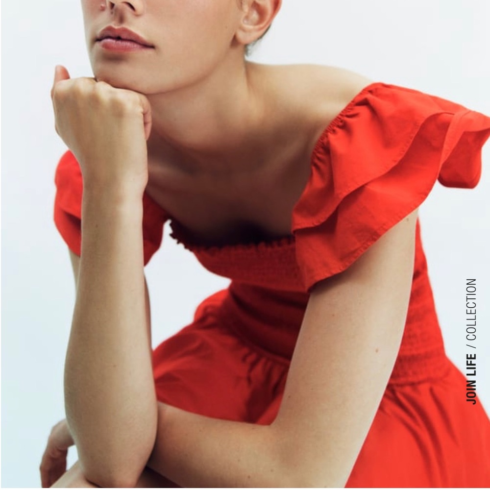 Zara Bright Red Ruffled Dress - Picture 5 of 10